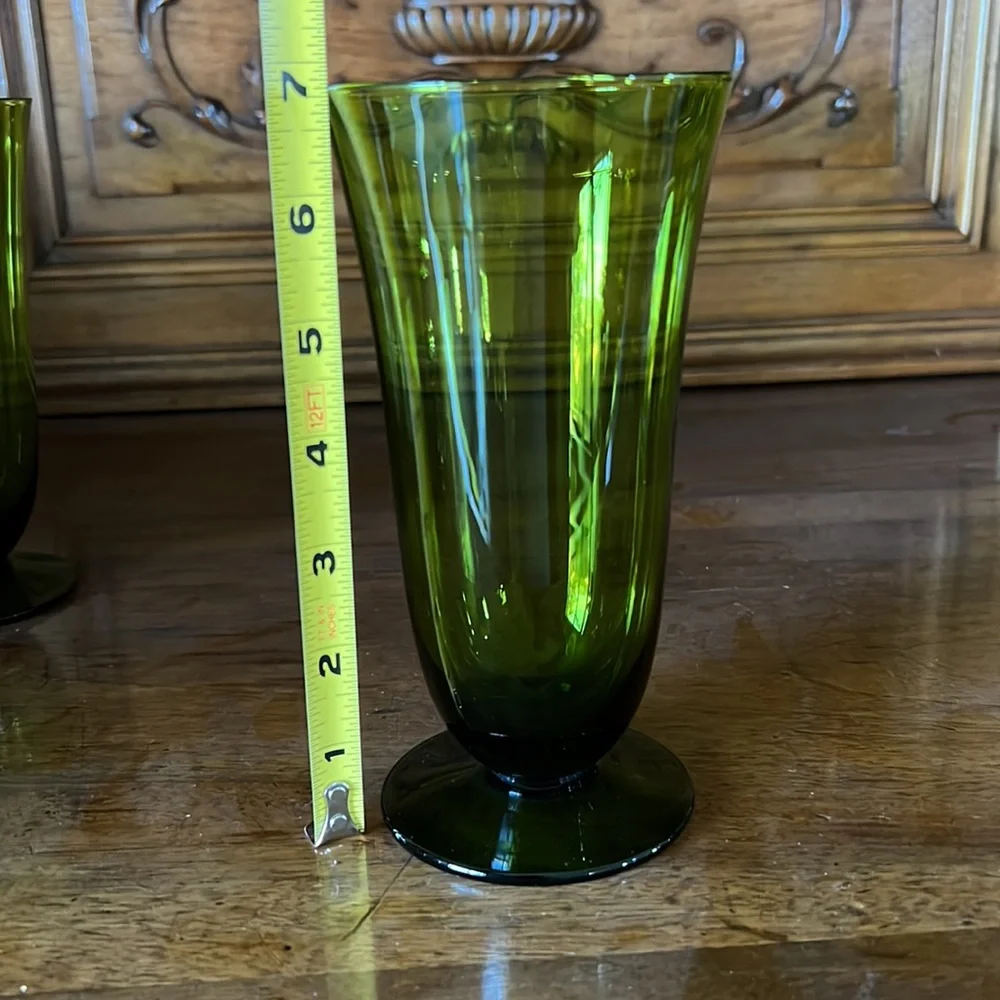 Pilsner Mid-Century Green Goblets / Tumblers 5 Total - Picture 9 of 12